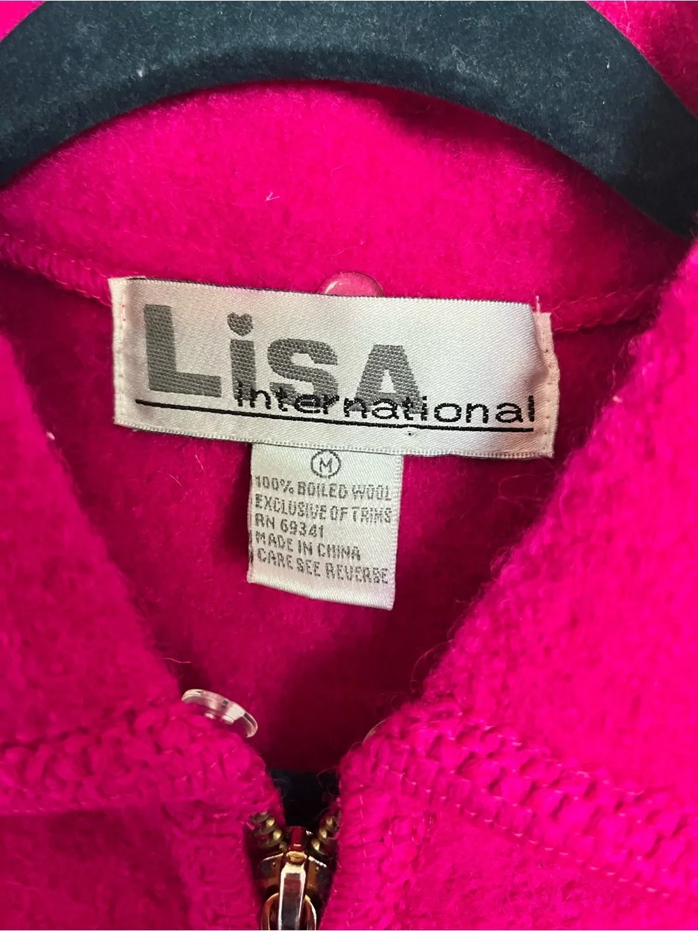 Lisa International Bright Hot Pink Wool Zebra Zip Vest - Picture 3 of 4